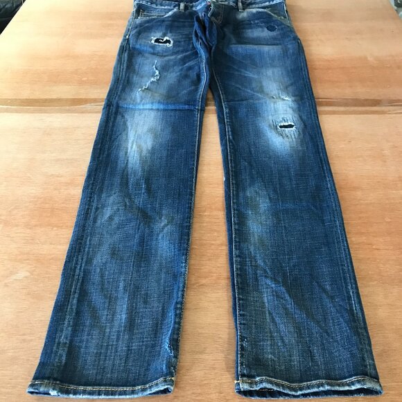 Dsquared2 Jeans Men 48 W32 Blue Low Rise Button Fly Distressed Selvedge Grunge - Picture 1 of 14